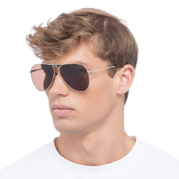 Balenciaga BB0244S 003 Sunglasses Gold Brown Pilot Unisex BB 0244S - Picture 4 of 14